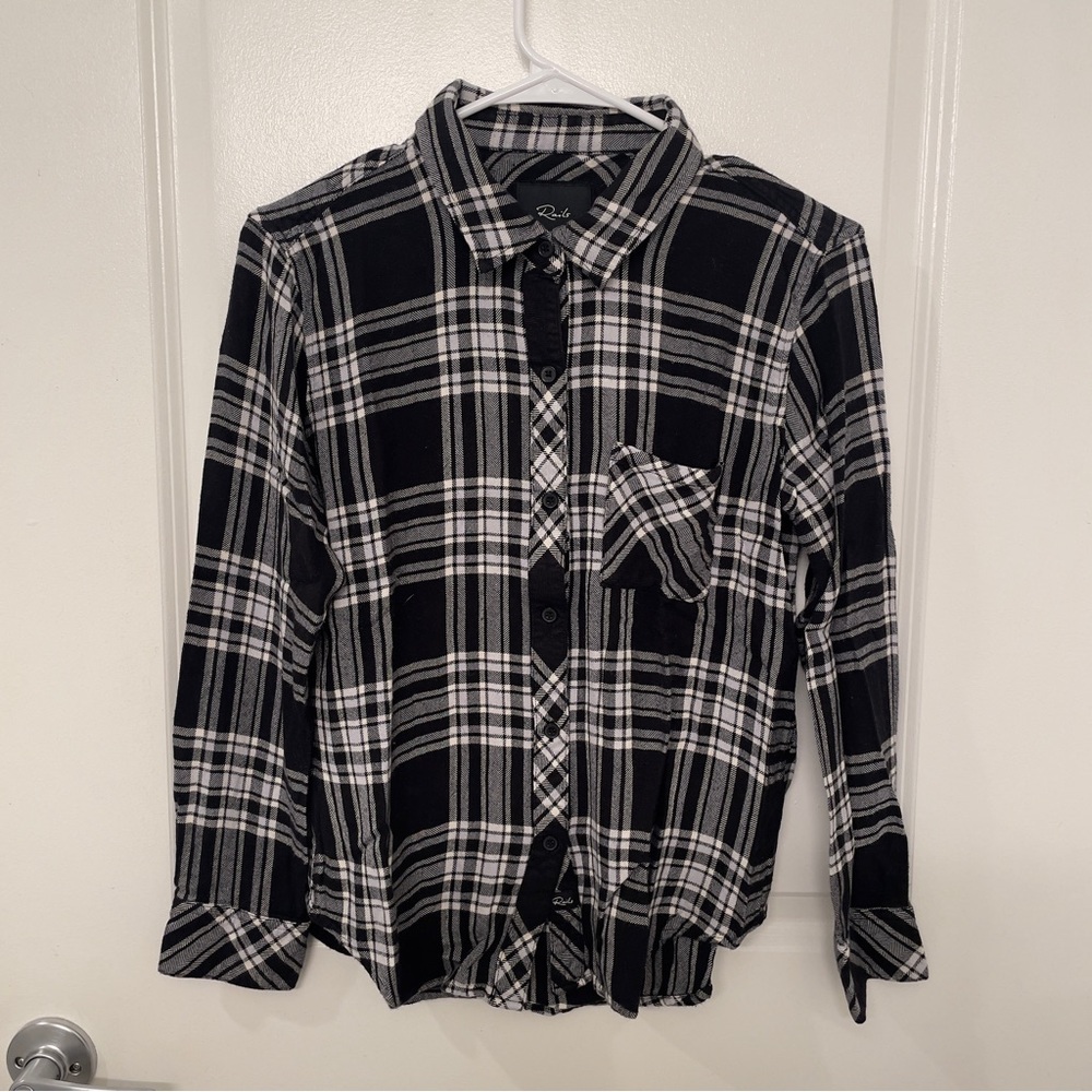 Black and White Plaid Flannel Shirt